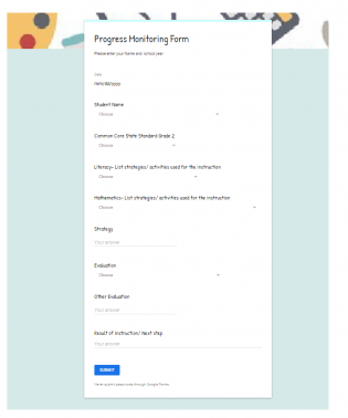 Progress Monitoring for Second Grade using Google Forms